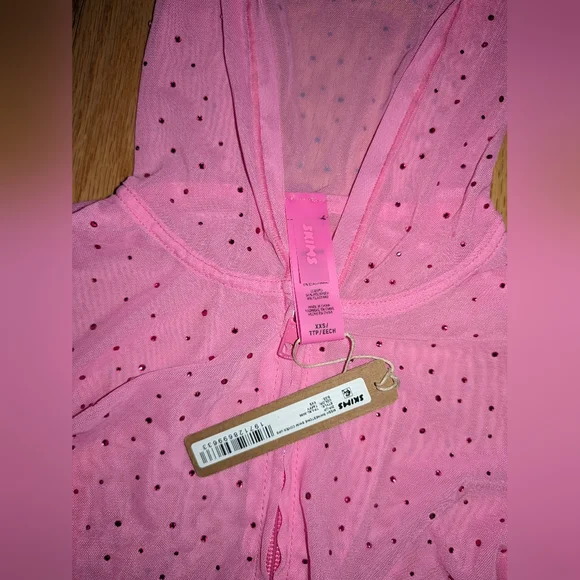 NWT SKIMS MESH RHINESTONE COVER UP 2 PIECE SET IN TAFFY - Picture 3 of 6